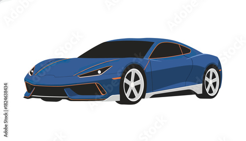 Sleek blue sports coupe illustration with aerodynamic styling.