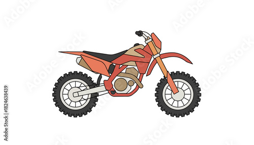 Orange motocross dirt bike side profile illustration.