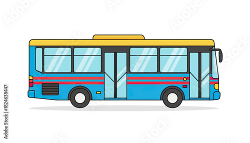 Colorful city bus side view illustration.
