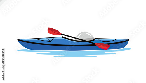 Blue Kayak on Calm Water with Paddle.
