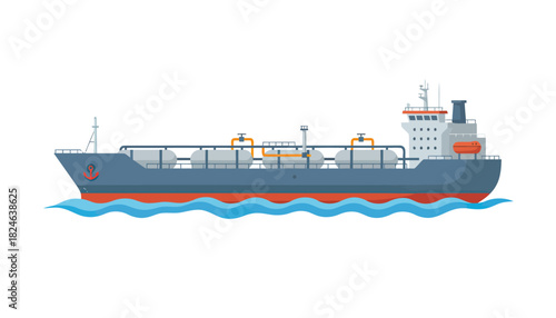 Large Cargo Ship Sailing Across Blue Ocean Waters.