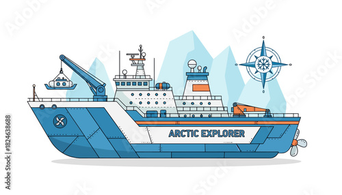 Arctic Explorer Research Vessel in Ice.