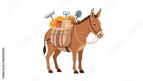 Pack Mule With Heavy Backpack and Gear.