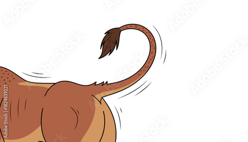 Brown Cat Tail in Motion Illustration.