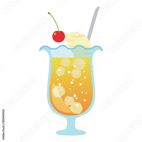 オレンジのクリームソーダ