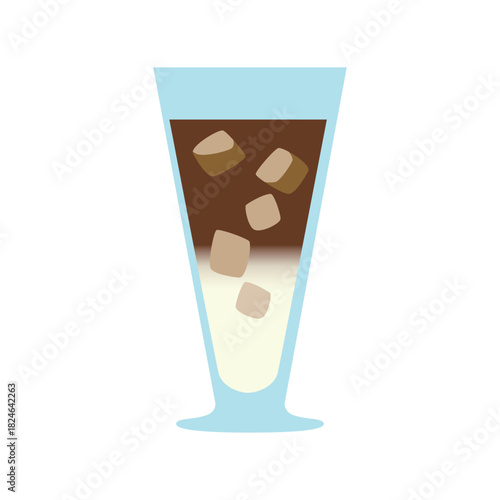 グラスに入った2層に分かれたカフェオレ