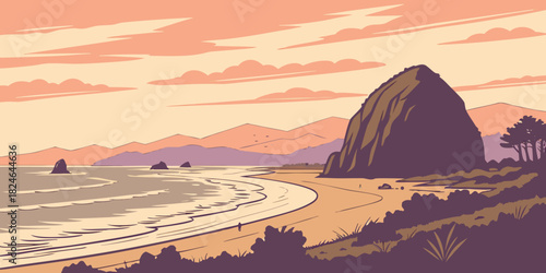 Cannon Beach sunset minimal palette