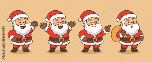Cute Santa Claus Character Set in Joyful Cartoon Style
