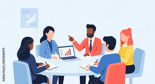 Team of Diverse Professionals Collaborating on a Business Strategy during a Meeting - Whisk_9ae1cdc01e3d9c3bc074dbdadf8e126bdr