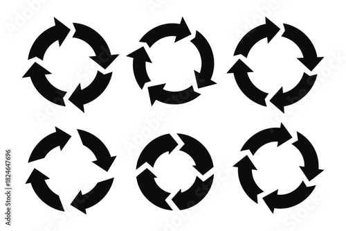 Collection of circular arrow icons isolated on white background for design use