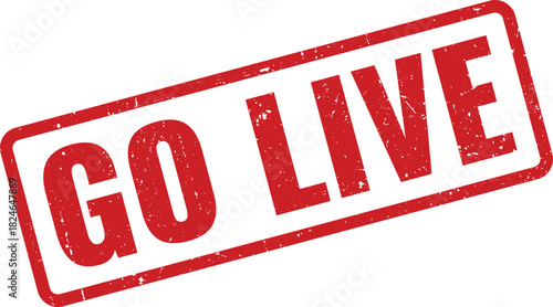 Go Live grunge red rectangular rubber stamp for project launches