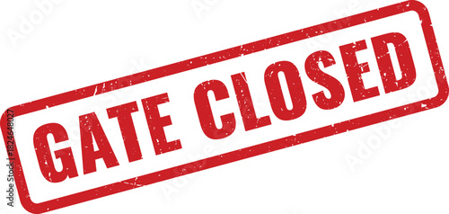 Official gate closed red rectangular grunge rubber stamp signifying restriction or access denial