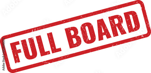 Red grunge rubber stamp with FULL BOARD text indicating complete coverage or services