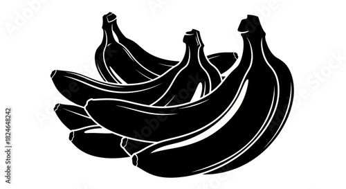 Vector illustration of black and white illustration of a bunch of bananas