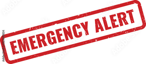 Urgent red rubber stamp displaying the important message EMERGENCY ALERT for critical notifications