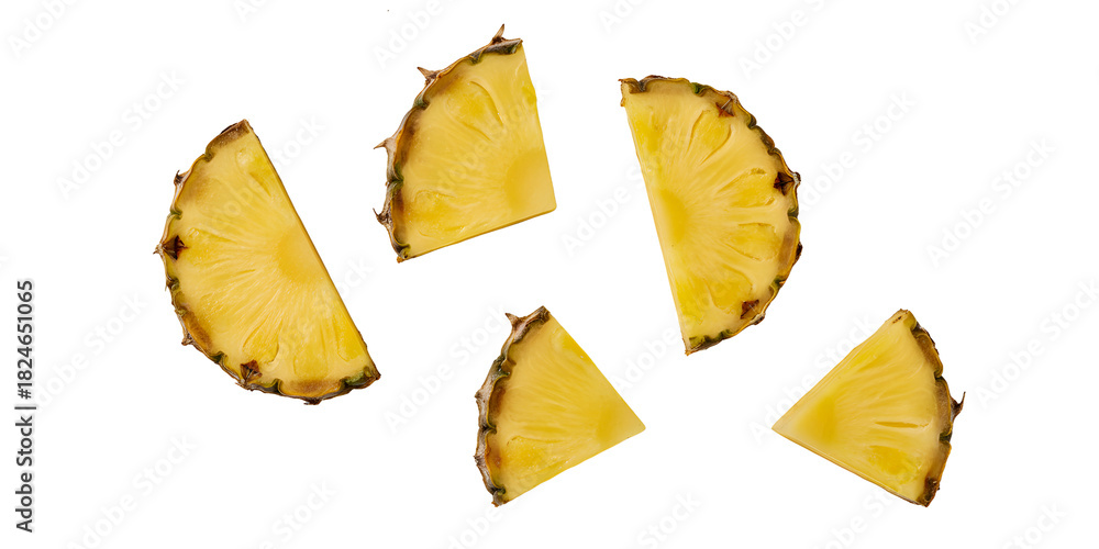 Naklejka premium Fresh Pineapple Slices on Transparent Background