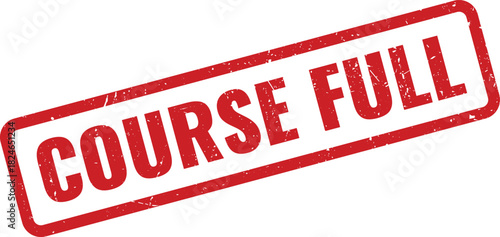 Official red grunge Course Full rubber stamp symbol for educational and event registration status