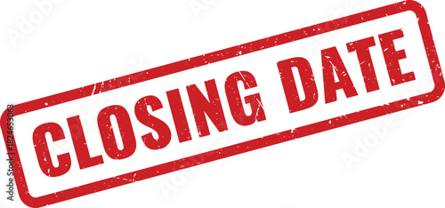 Grunge red rubber stamp displaying important closing date for official business transactions