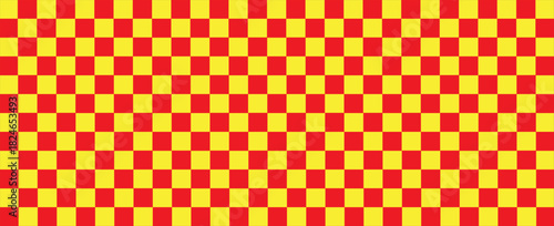 vector of panorama of red and yellow chessboard background. pattern for fashion, border, cloth, flag, wrapping paper, cover skin, table cloth, scene. flag.