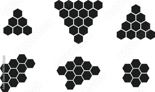 Bee and Honeycomb Icon Set. Hexagon Pattern and Structural Organization Interface. 