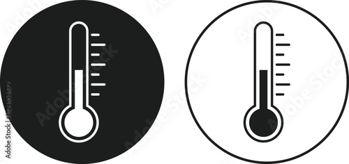 Thermometer Icon Set. Temperature Measurement Health Symbols. Climate Control and Sensor Data Interface. Temperature Gauge and Digital Degree Measurement Collection