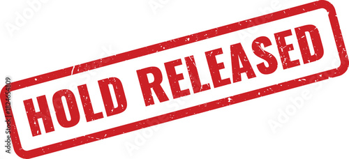 Red grunge texture stamp with hold released text for official transaction documents