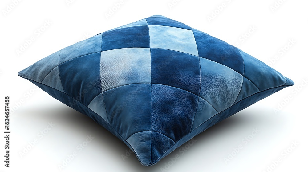 Fototapeta premium Patchwork blue velvet cushion high resolution image