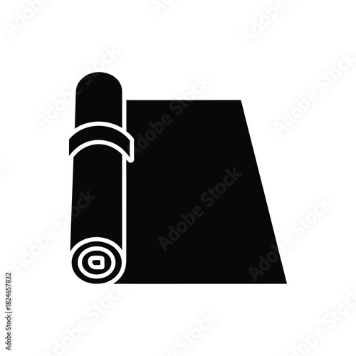 Rolling mat silhouette icon vector art illustration