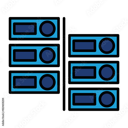 Storage Copy Clone Disk Blue Base Color Hard disk Internet HDD SSD Memory Cloud Link Computer Icon Logo Floppy Line Art Outline Illustration Elements
