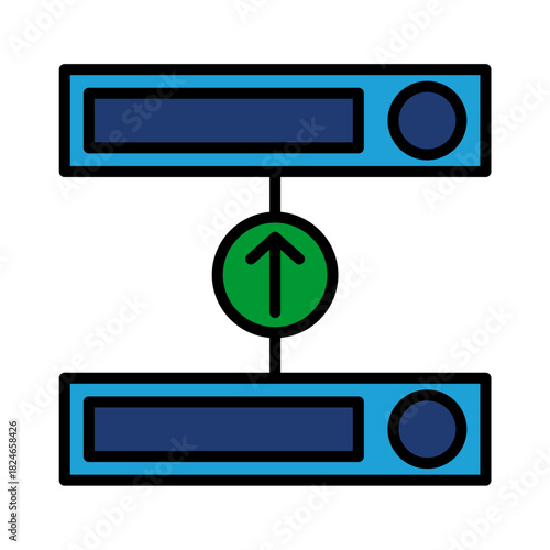 Storage Transmission Share Disk Blue Base Color Hard disk Internet HDD SSD Memory Cloud Link Computer Icon Logo Floppy Line Art Outline Illustration Elements
