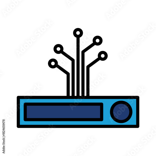 Storage Share Transmission Disk Blue Base Color Hard disk Internet HDD SSD Memory Cloud Link Computer Icon Logo Floppy Line Art Outline Illustration Elements
