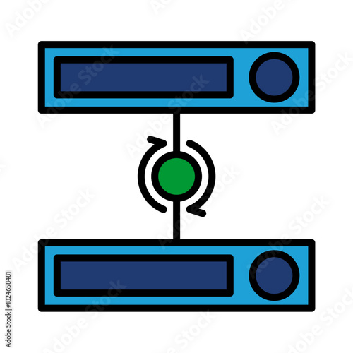 Storage Transmission Loading Disk Blue Base Color Hard disk Internet HDD SSD Memory Cloud Link Computer Icon Logo Floppy Line Art Outline Illustration Elements
