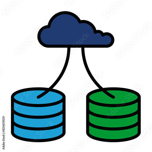 Storage Cloud Share Disk Blue Base Color Hard disk HDD SSD Memory Cloud Link Computer Icon Logo Floppy Line Art
