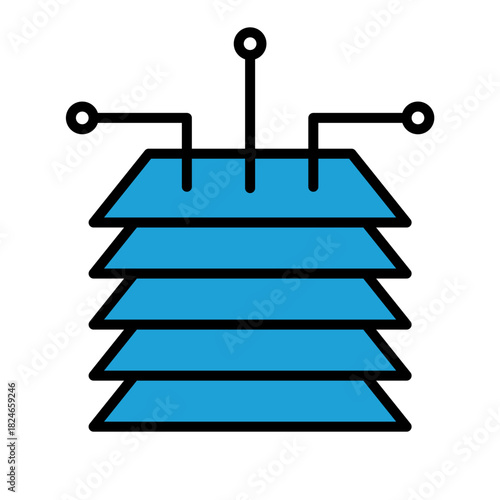 Storage Layered Data Disk Blue Base Color Hard disk HDD SSD Memory Cloud Link Computer Icon Logo Floppy Line Art
