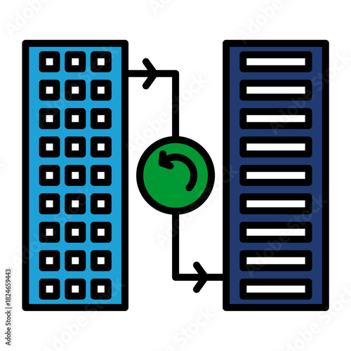 Storage Recovery Data Disk Blue Base Color Hard disk HDD SSD Memory Cloud Link Computer Icon Logo Floppy Line Art