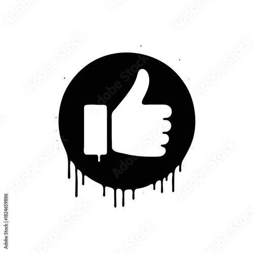 Dripping black and white like button icon illustration