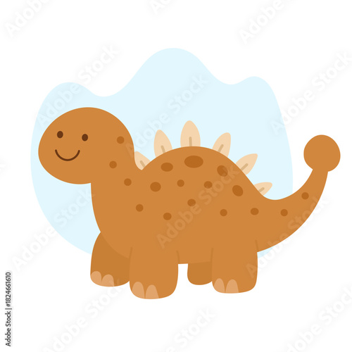 Cute ankylosaurus with rounded tail club and warm brown body, ankylosaurus illustration exuding friendly prehistoric vibe, perfect for kids books, stickers, posters, toys and educational materials.