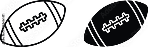 Two American football icons, one outlined and one solid black, representing the sport.