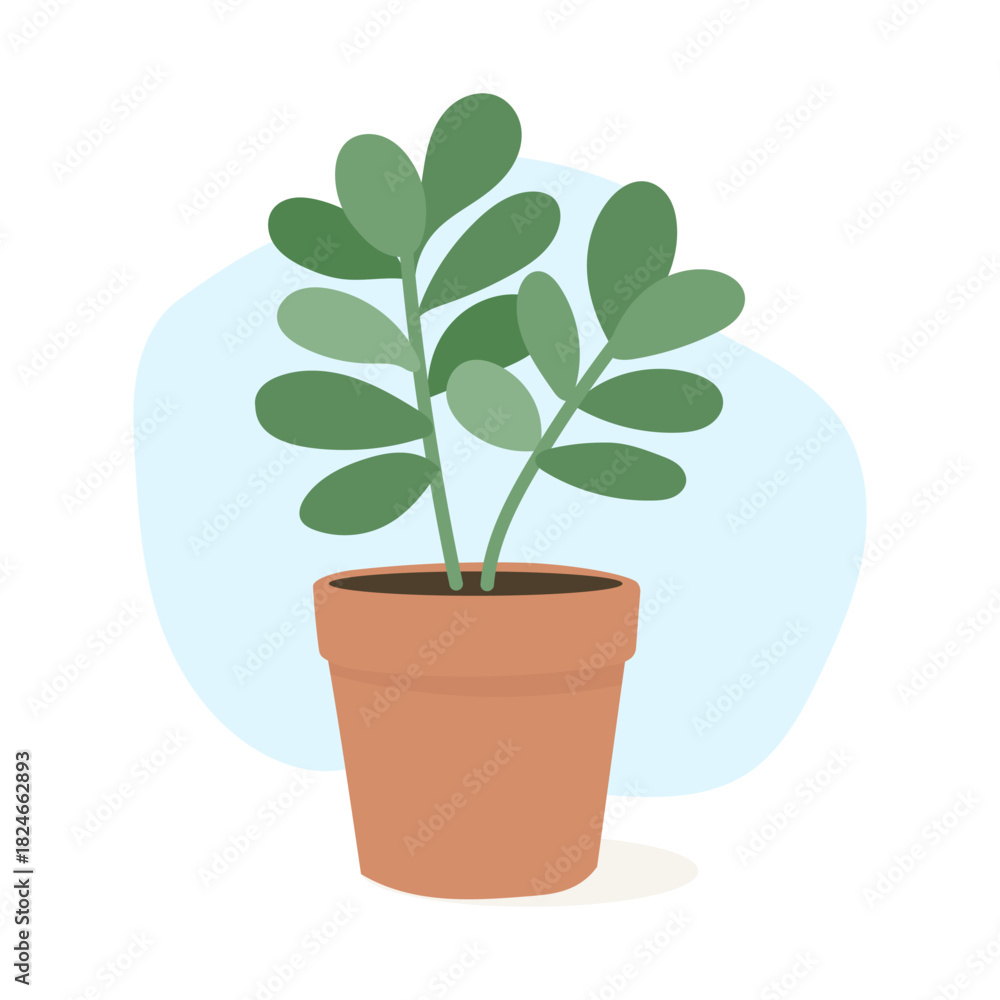 Fototapeta premium Soft vector illustration showing upright succulent in terracotta pot, succulent adding fresh botanical charm for modern decor settings