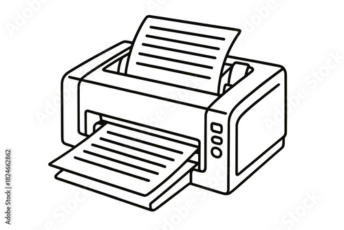 Outline of laser printer printing documents