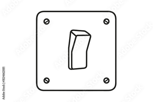 Simple line drawing of a light switch with screws in black and white