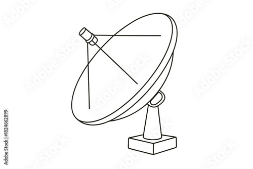 Outline illustration of a satellite dish aimed upwards