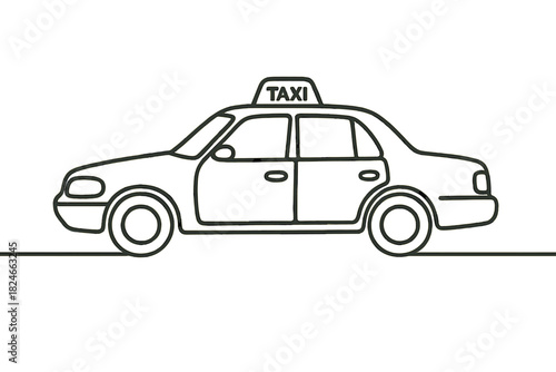 Outline of a classic taxi cab with simple line art design