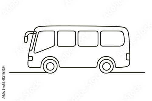 Simple outline of a bus with side view on white background