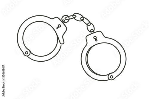 Outline of handcuffs with keyhole design in black and white