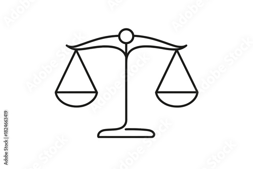 Minimalist outline of justice scales symbolizing balance and equality
