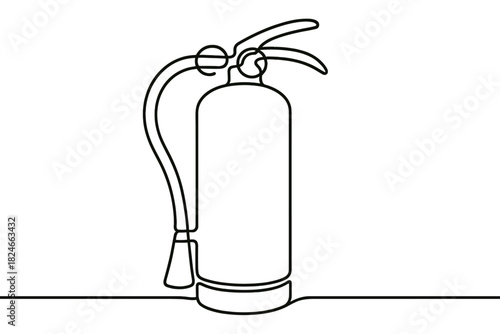 Continuous line drawing of fire extinguisher safety device