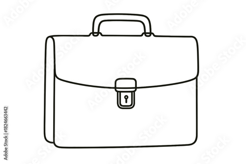 Outline drawing of classic briefcase with handle and lock