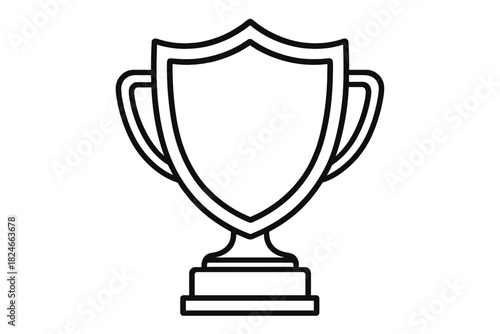 Outline of a trophy cup with shield design on a pedestal base