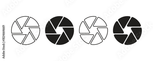 Progressive Camera Shutter Icons with Rotating Segments on Transparent Background